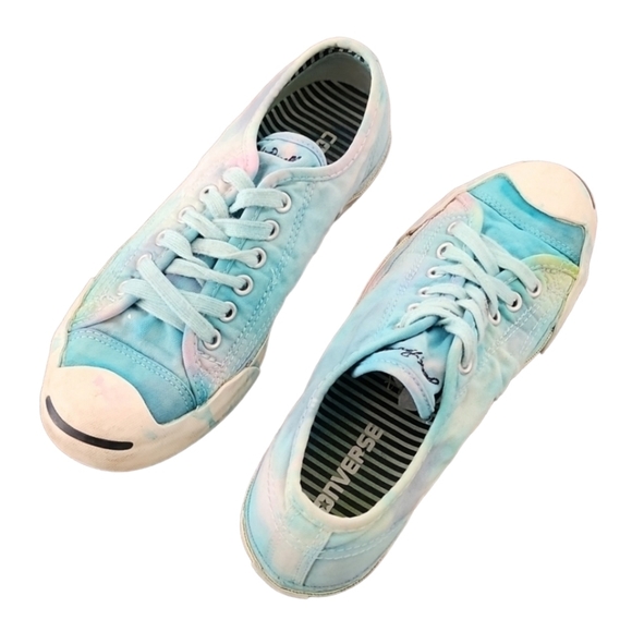 CONVERSE JACK PURCELL Mermaid Tie Dye Sneakers Womens 7 Mens 5 Custom RARE OOAK - Picture 15 of 16